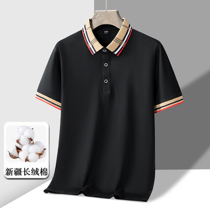 新款纯棉短袖POLO衫男百搭休闲纯色翻领T恤冰瓷棉PL316P30,男装Polo衫,星座1410（原1902A）