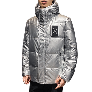 2021羽绒服男短款NY潮亮面冬季白鸭绒加厚休闲连帽外套 YR9808P80图片