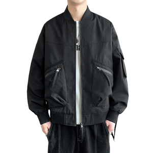 男士加绒防水夹克秋冬情侣棒球领拉链大口袋工装防水夹克AJ156P60图片