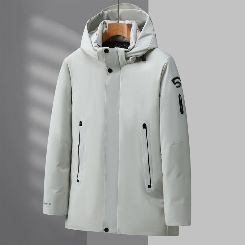 羽绒服男中长款连帽中老年爸爸父亲冬装大码保暖外套YR6906P130,男装羽绒服,星座1410（原1902A）