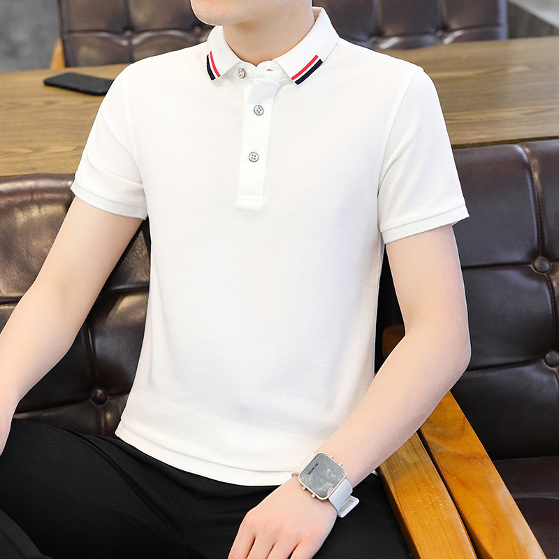男POLO衫春夏秋翻领短袖新款潮男高档T恤纯色商务休闲PL6619P40,男装T恤,星座1410（原1902A）