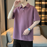 夏季短袖潮牌POLO衫重磅纯色棉质翻领青少年T恤衫二开PL3363P40，男装Polo衫，星座1410（原1902A）