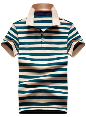 夏季爆款男士短袖T恤条纹全棉薄款商务翻领男装polo衫 PL1815P30