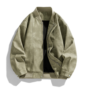 美式PU皮棒球服外套男春秋季新款潮早春痞帅工装男夹克JK206P80图片