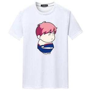 夏季短袖t恤潮流宽松CVC60%棉衣服新款男装DT3857-粉发小胖图片