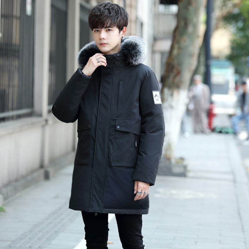 冬季男士加厚中长款羽绒服连帽白鸭绒大毛领外套男装潮YR9863P150，男装羽绒服，星座1902A（原星座1216）