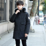 冬季男士加厚中长款羽绒服连帽白鸭绒大毛领外套男装潮YR9863P150，男装羽绒服，星座1902A（原星座1216）