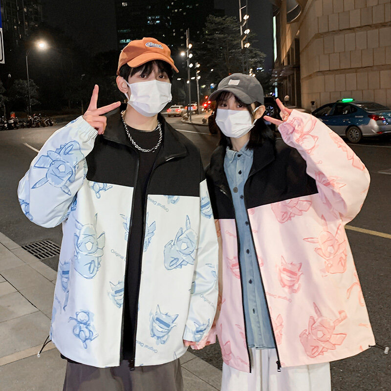 春秋新款拼接撞色卡通皮卡夹克男潮流港风百搭外套上衣 JK2203P70图片