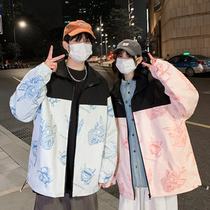 春秋新款拼接撞色卡通皮卡夹克男潮流港风百搭外套上衣 JK2203P70图片
