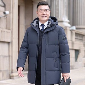 2026男士中老年羽绒服238中长款爸爸装加厚大码外套YR9860P120图片