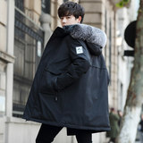 冬季男士加厚中长款羽绒服连帽白鸭绒大毛领外套男装潮YR9863P150，男装羽绒服，星座1902A（原星座1216）