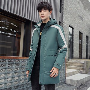 21年冬季工装羽绒服男户外中长版韩版连帽防寒外套YR2066图片