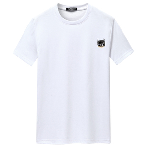 夏季短袖t恤潮流宽松CVC60%棉衣服新款男装DT3725-胸标蝙蝠-P15图片