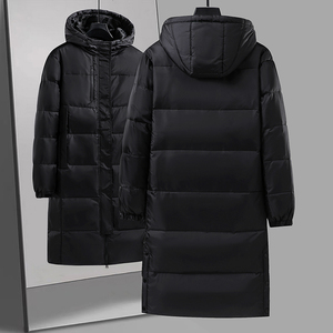 新羽绒服男女长款过膝韩版冬季加厚情侣连帽外套可二开 YR777P220图片