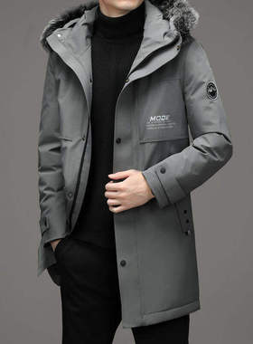 19666秋冬新保暖防风獭兔毛领时尚中长款爸爸装羽绒服 YR9868P90