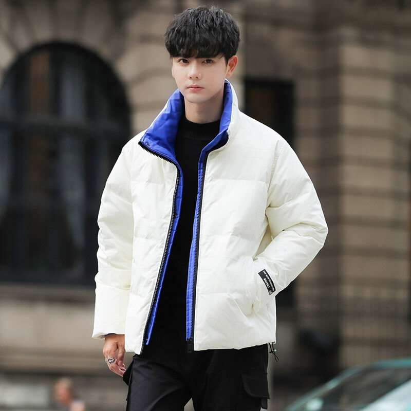羽绒服潮流立领简约男新款韩版休闲潮牌男假两件套外套YR2118-P95图片