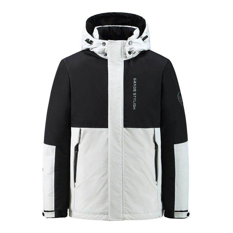 冬季新羽绒服男短款撞色连帽外套户外工装情侣防寒上衣YR9869P80,男装羽绒服,星座1410（原1902A）