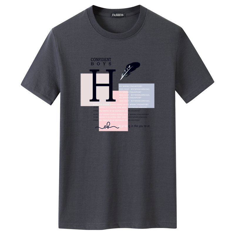 夏季男士短袖t恤潮CVC60%棉宽松衣服新款男装DT3083-H羽毛-P15,男装T恤,星座1410（原1902A）