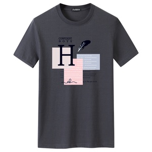 夏季男士短袖t恤潮CVC60%棉宽松衣服新款男装DT3083-H羽毛-P15图片