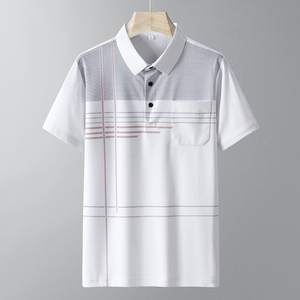 中老年冰丝珠地短袖POLO衫男 爸爸装透气POLO翻领t恤男 PL7701P35图片