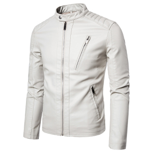 跨境外贸男士外套春秋款皮衣夹克男装PU皮机车服外套皮衣PY601P76图片