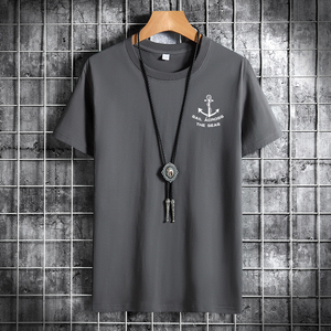 夏季男士短袖t恤潮流潮牌韩纯棉衣服2021新款DT4184-小标船锚图片
