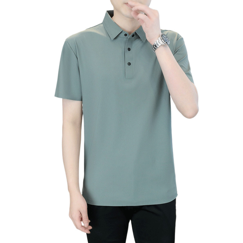 夏季新款男纯色翻领冰丝商务休闲薄款短袖polo衫男装PL2668P45,男装Polo衫,星座1410（原1902A）