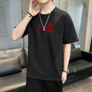 纯棉男士短袖t恤宽松落肩港风半袖情侣T男生体恤加大码 DT2999P16图片