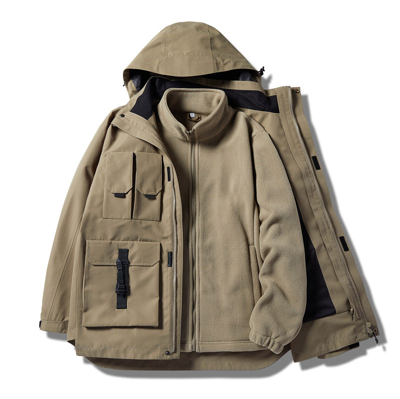 户外秋冬男女冲锋衣三合一可拆卸两件套加绒厚登山服CF22827P185,男装夹克,星座1410（原1902A）