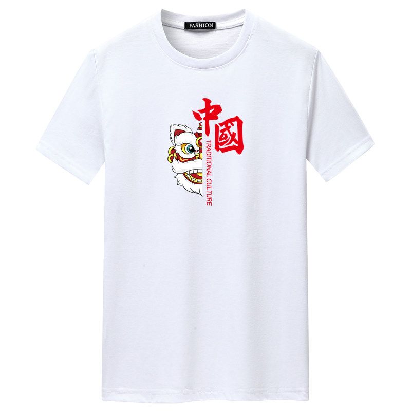 夏季男短袖t恤青春宽松CVC60%棉衣服新款男装DT3421-中国醒狮-P15,男装T恤,星座1410（原1902A）