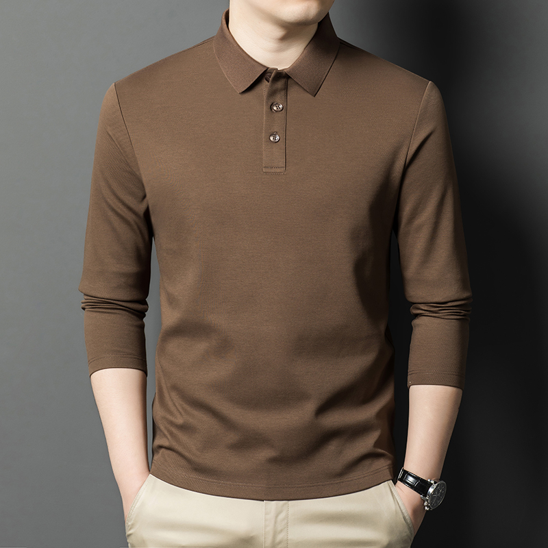 休闲商务长袖POLO衫男透气速干纯色二次开发自有工厂PL566P55，男装Polo衫，星座1410（原1902A）