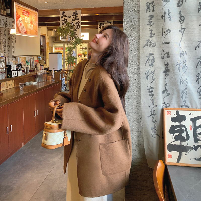 新款现货70毛双面羊绒大衣带围巾169-24084-P280K428，女装毛呢外套，浙宝169A(原263)