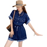 【现货】169-2221款P115-明线牛仔松紧连体裤短裤-控178，女装连体裤，浙宝169A(原263)