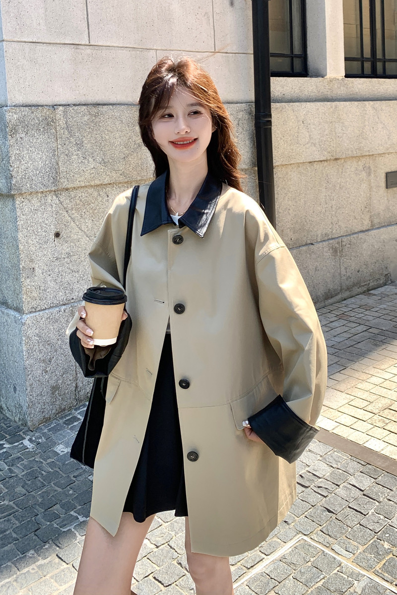 韩版宽松流行工装风外套女2025春秋季新款英伦风休闲显瘦气质风衣,女装短外套,浙宝169A(原263)