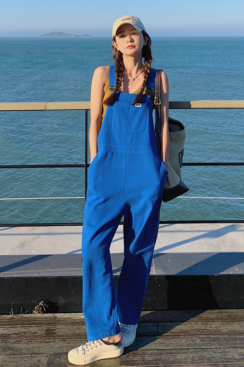 【现货】新款169-2226款-P100蓝色显瘦工装背带裤控148,女装休闲裤,浙宝169A(原263)