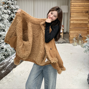 【新款现货】85156P225K339 焦糖色羊羔毛外套图片