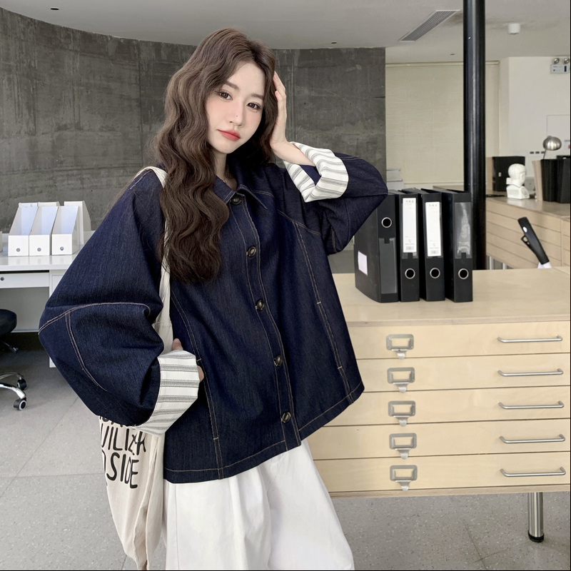 【新款现货】zb169-85126p165k238仿牛仔袖口拼接外套，女装短外套，浙宝169A(原263)