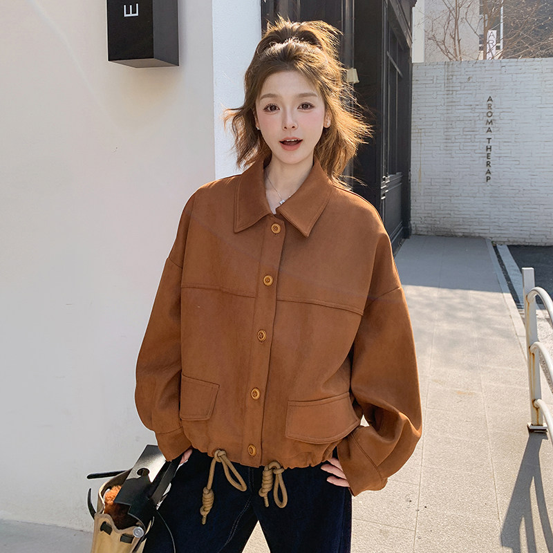 设计感炸街短款麂皮绒外套女2025春秋季新款韩系美拉德夹克上衣,女装短外套,浙宝169A(原263)