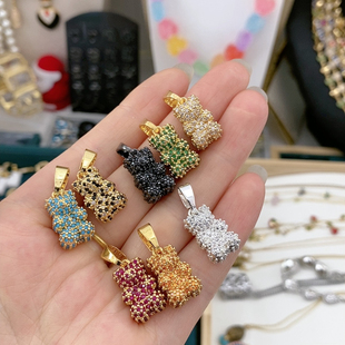 欧美外贸饰品时尚百搭夸张项链女项链多款颜色CH挪威小熊满钻吊坠