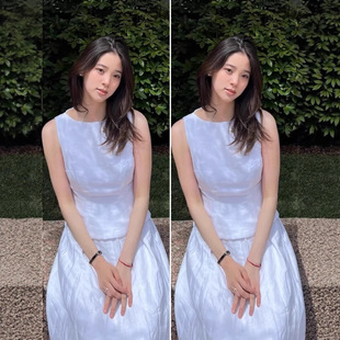 明星欧阳娜娜同款白色亚麻连衣裙女2024新夏季棉麻裙子套装宽松