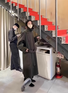 lem风刘雯同款羊毛外套秋冬男女同款加厚风衣款双面呢大衣