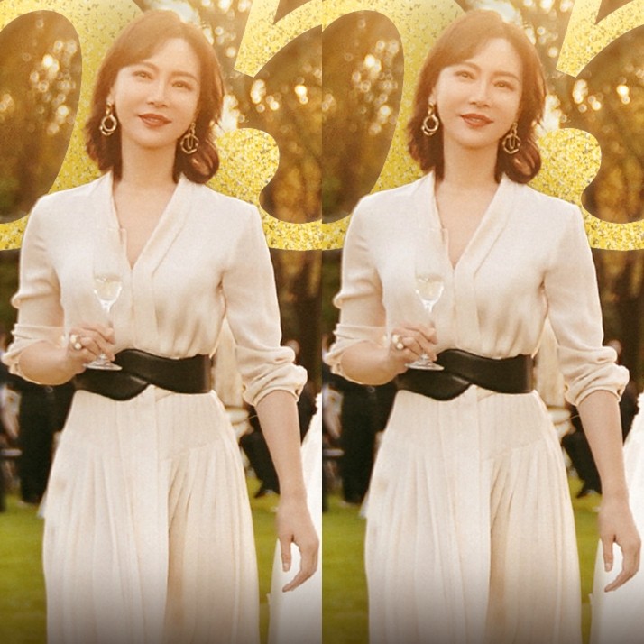 欧代第二次拥抱方原陈数同款时尚杏色v领收腰纯色连衣裙长裙女潮