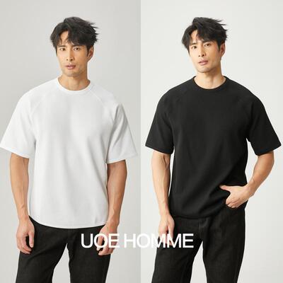 UOE春夏新品SOLOTEX速干透气面料华肤格纹理男士宽松圆领短袖T恤