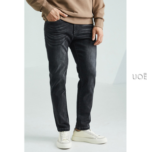 C同款 牛仔裤 6000 灰色直筒修身 男士 UOE秋冬BI备舒适弹力系列B