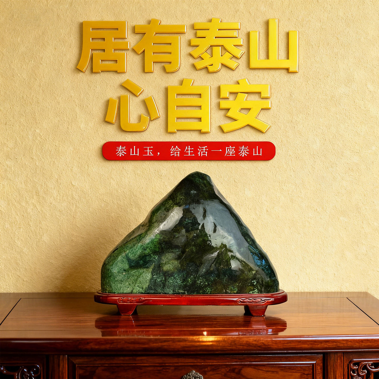 家居室内摆件泰山墨玉碧玉花斑玉办公室玄关店铺送礼物礼品