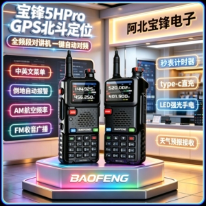 宝锋对讲机UV-5RHPro无线电爱好者GPS北斗定位一键对频type-C直充