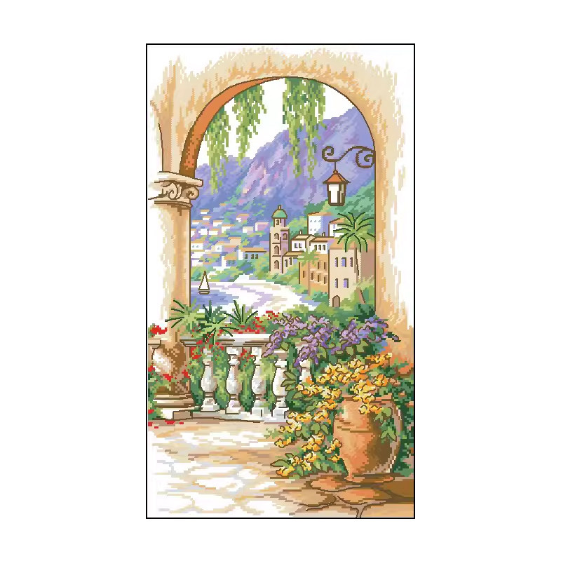 十字绣电子图纸4932 山色无边2 风景126w*224h37色xsd源文件