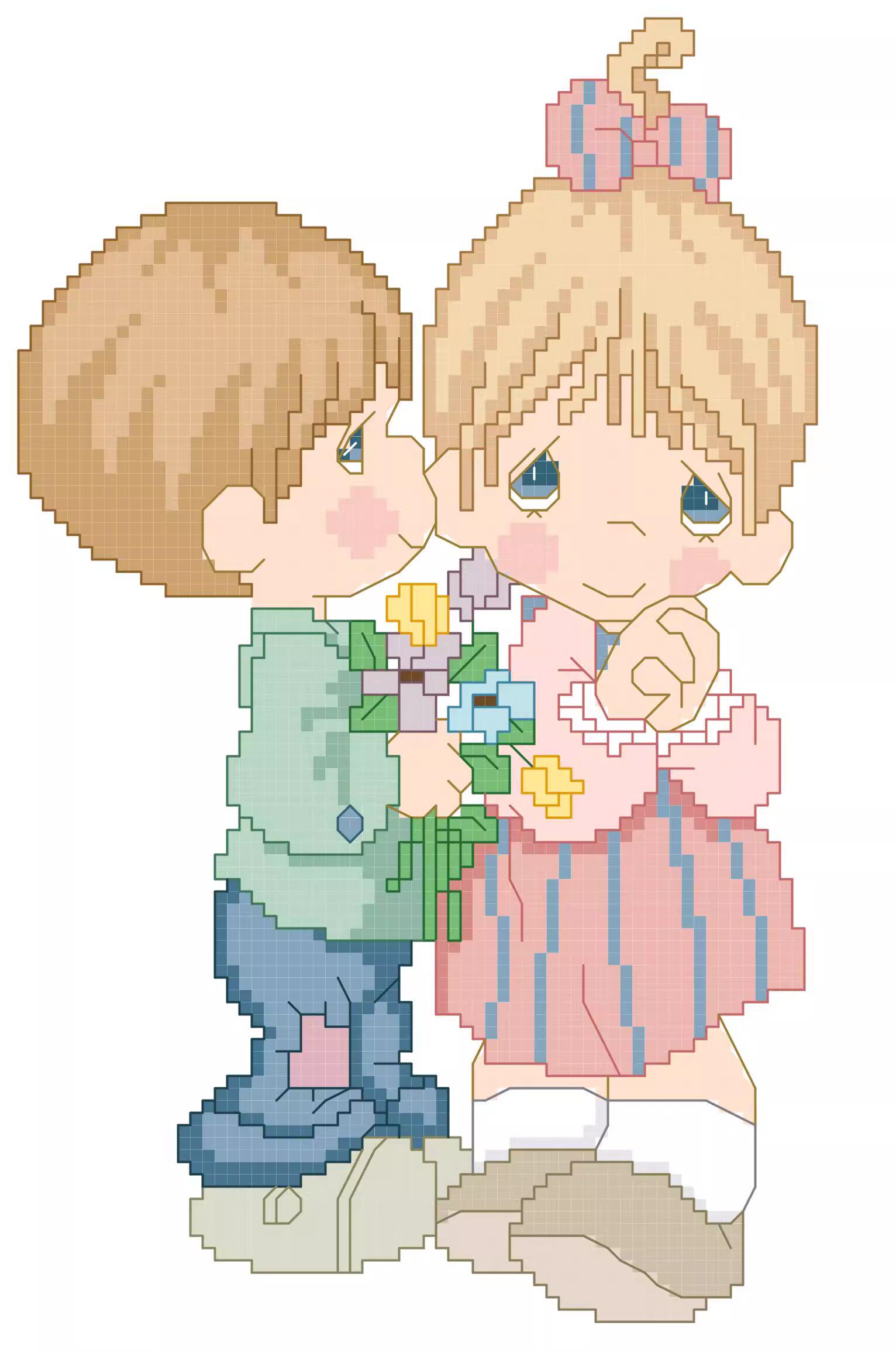 十字绣电子图纸4468 水滴娃娃201可爱卡通70w*106h37色 pat源文件