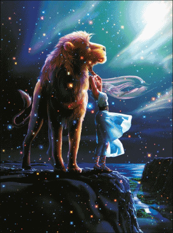 十字绣电子图纸3476梦幻十二星座之狮子座340w*458h61