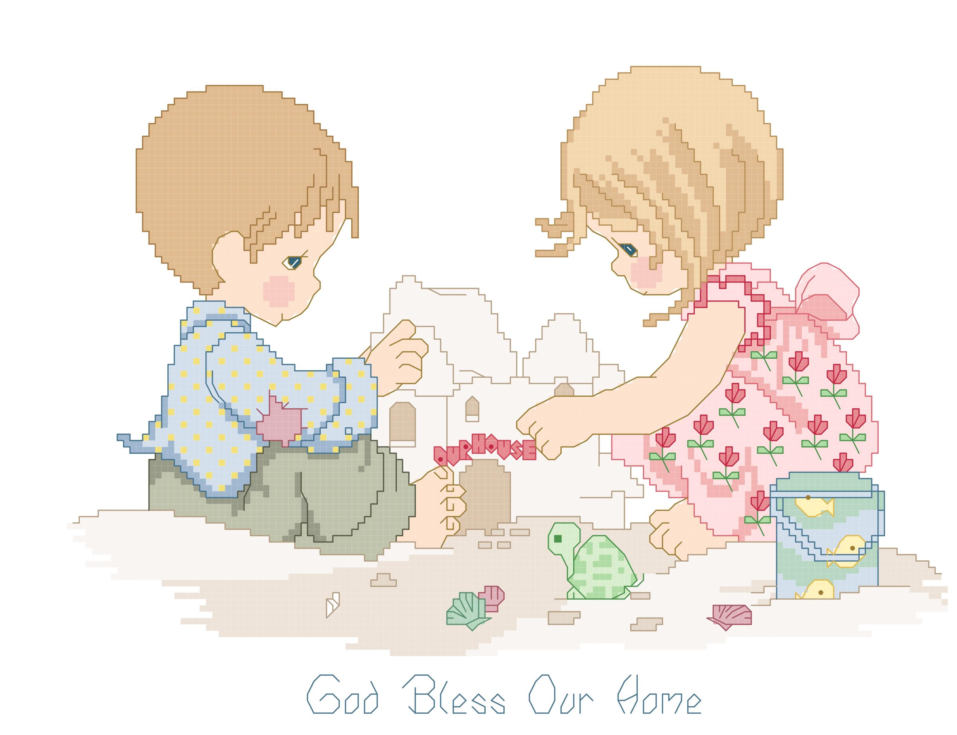 十字绣电子图纸4496水滴娃娃229可爱卡通139w*102h36色 pat源文件